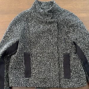 J. Crew Black and White Wool/Polyester Boucle Cropped Jacket Size 10